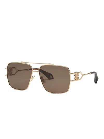 Roberto Cavalli Logo-plaque Sunglasses In Brown