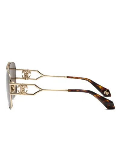 Roberto Cavalli Logo-plaque Sunglasses In Brown