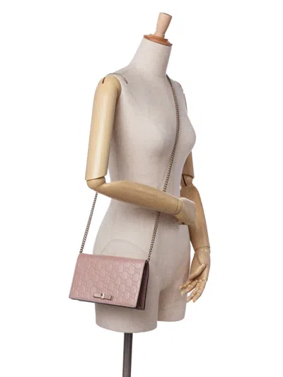 Pre-owned Gucci 2000-2015 Mini Ssima Bow Signature Wallet On Chain Crossbody Bag