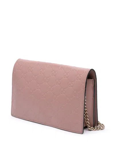 Pre-owned Gucci 2000-2015 Mini Ssima Bow Signature Wallet On Chain Crossbody Bag