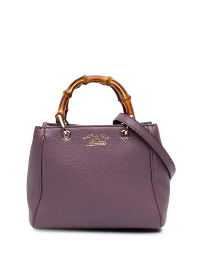 Pre-owned Gucci 2016-2025 Mini Calfskin Bamboo Shopper Satchel