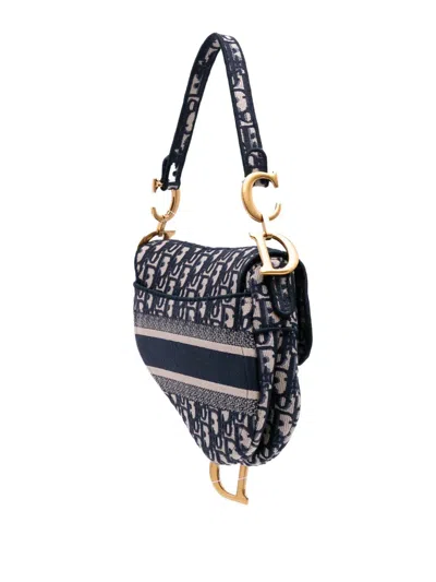 Pre-owned Dior 2019 Oblique Embroidered Canvas Saddle Bag Shoulder Bag