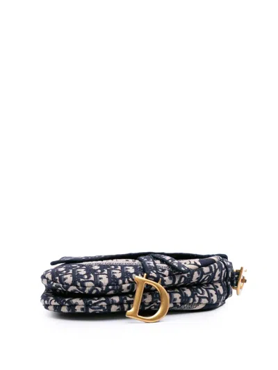 Pre-owned Dior 2019 Oblique Embroidered Canvas Saddle Bag Shoulder Bag