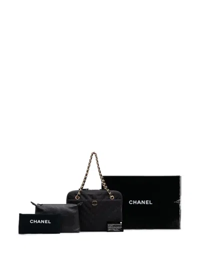 Pre-owned Chanel 2000-2002 Cc Chevron Jersey Camera Bag Shoulder Bag