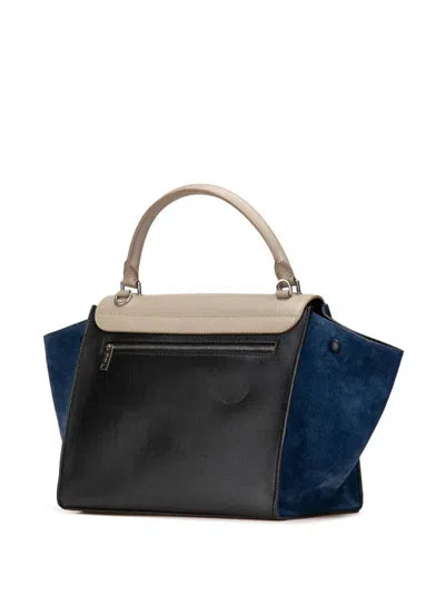 Pre-owned Celine 2012 Medium Tricolor Calfskin And Suede Trapeze Satchel