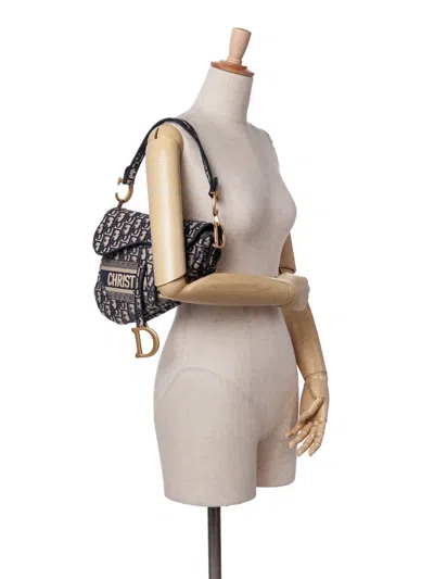 Pre-owned Dior 2020 Oblique Embroidered Canvas Saddle Bag Shoulder Bag