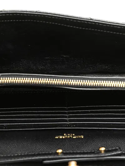 Pre-owned Saint Laurent 2021 Grain De Poudre Chevron Monogram Envelope Chain Wallet Crossbody Bag