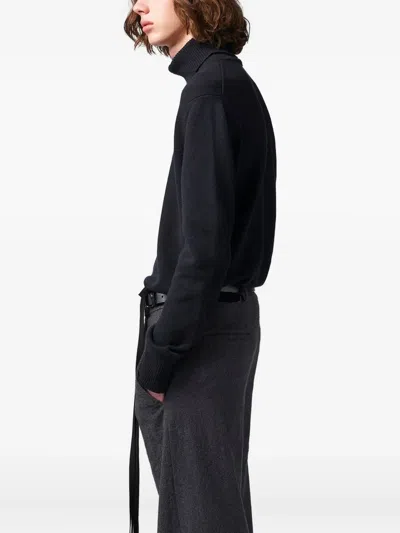 Ann Demeulemeester Turtleneck Knitted Sweater In Blue