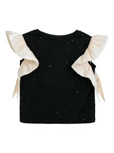Tulleen Glitter Ruffled Skirt Set In Black