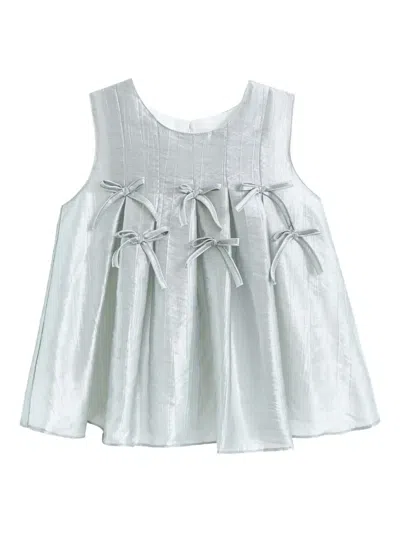 Tulleen Bow-embellished Pleated Skirt Set In Gray