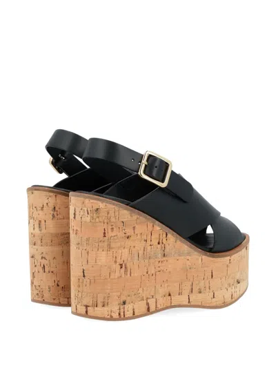 Paloma Barceló 110mm Crossover Slingback Wedge Sandals In Black