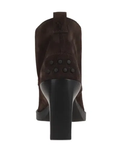 Tod's Round-toe Lace-up Ankle Boots In Brown