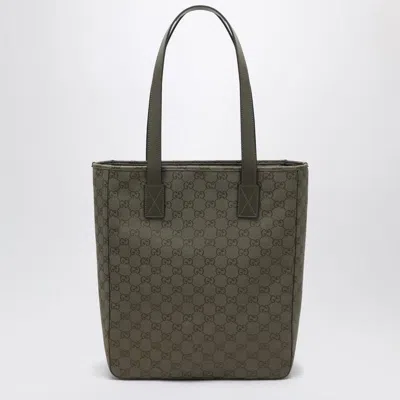 Gucci Medium Shopping Bag In Green Gg Fabric Men In Green