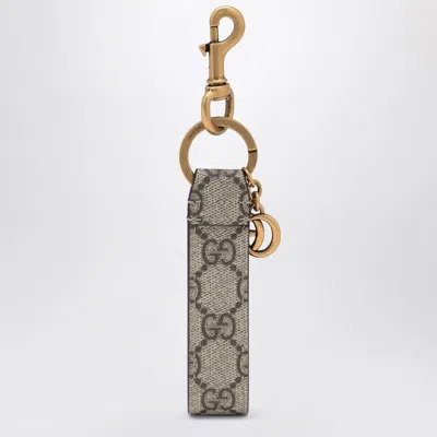 Gucci Ophidia Keychain In Gg Supreme Fabric Beige Men In Gold