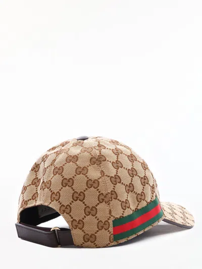 Gucci Men Beige Baseball Cap With Web Detail On The Side In Gg Canvas Man In Neutral