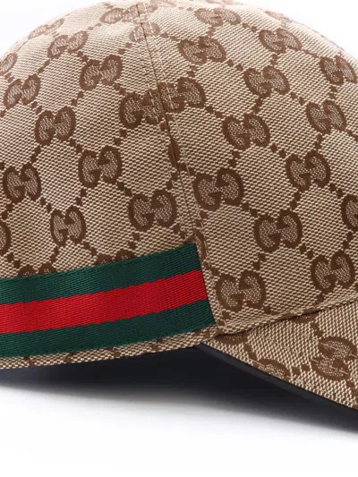Gucci Men Beige Baseball Cap With Web Detail On The Side In Gg Canvas Man In Neutral