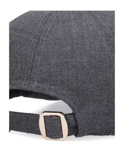 Gucci Canvas Baseball Hat With Web In Gray