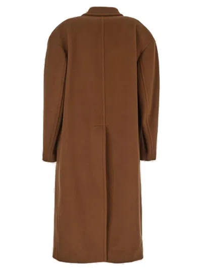 Gucci Men Double-breasted Coat In Brown