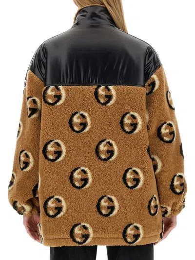 Gucci Jacquard Zipper Jacket In Brown