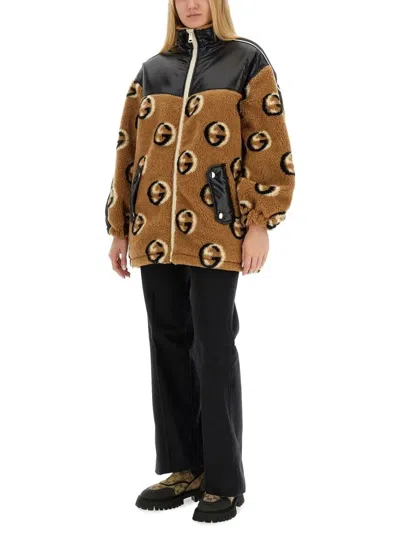 Gucci Jacquard Zipper Jacket In Brown
