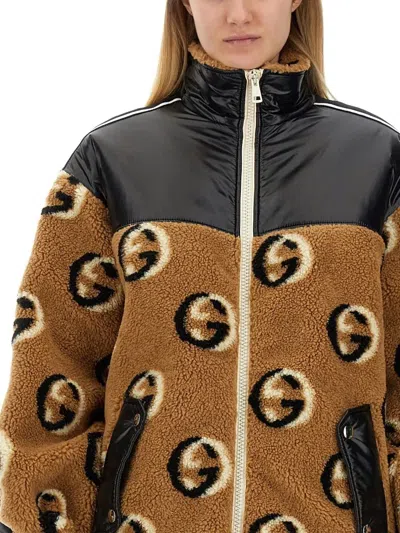 Gucci Jacquard Zipper Jacket In Brown