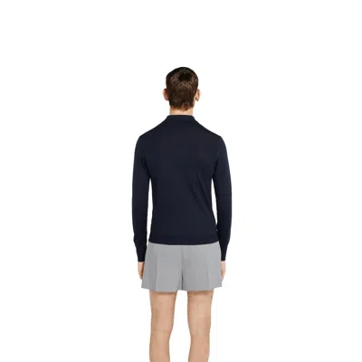 Gucci Fine Wool Knit Polo Top With Intarsia In Black