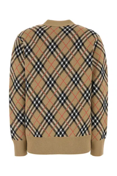 Burberry Wool And Mohair Blend Check Cardigan Women In Brown