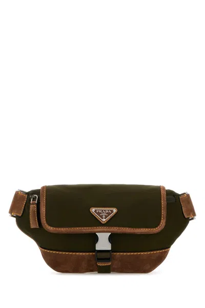 Prada Men Two-tone Re-nylon And Suede Belt Bag