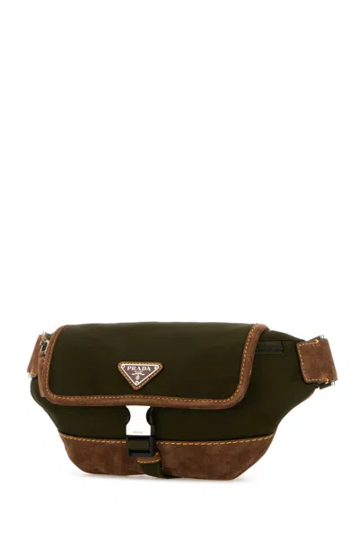 Prada Men Two-tone Re-nylon And Suede Belt Bag