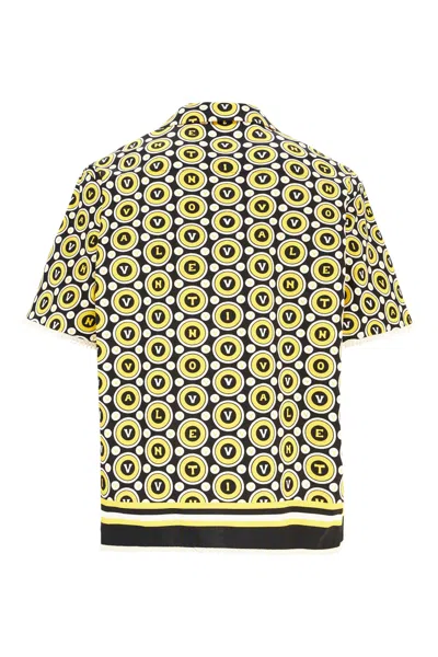 Valentino Bowling Shirt With Bulles Royales Print In Yellow