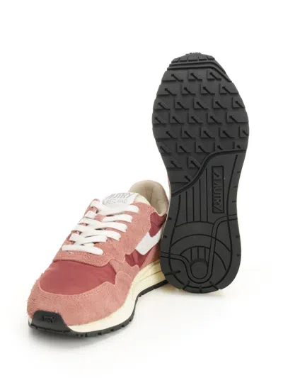 Autry Reelwind Leather-trimmed Suede And Shell Sneakers In Pink