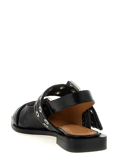 Ganni Black Feminine Buckle Flats