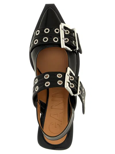 Ganni Black Feminine Buckle Flats