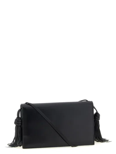 Jil Sander Tassel Leather Crossbody Bag In Black