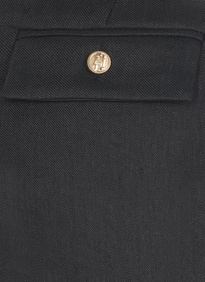 Elisabetta Franchi Flap Pockets High Waist Pleated Trousers In Black