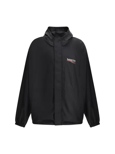 Balenciaga Polyester Jacket With Elastic Cuffs And Hooded Design