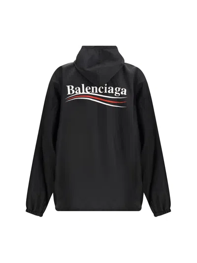 Balenciaga Polyester Jacket With Elastic Cuffs And Hooded Design