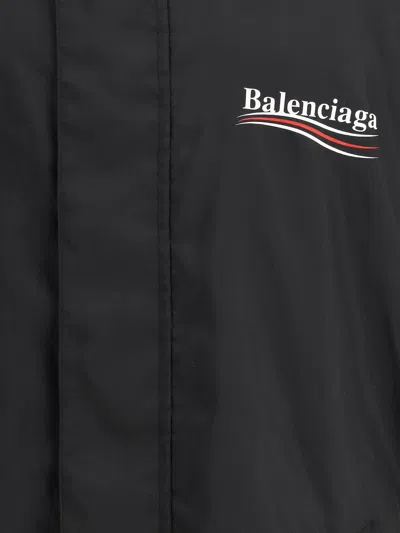Balenciaga Polyester Jacket With Elastic Cuffs And Hooded Design