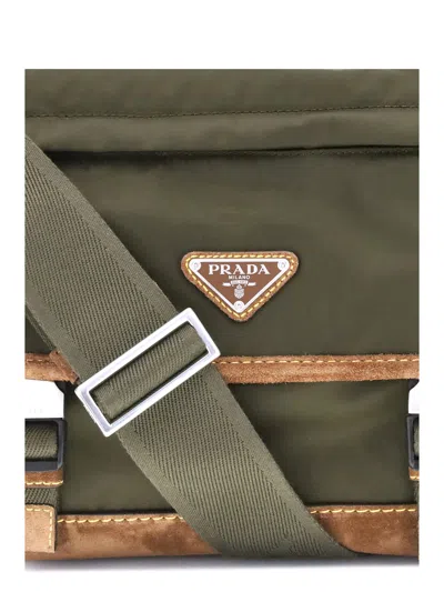 Prada Men Re-nylon And Leather Medium Shoulder Bag In Green