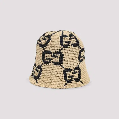 Gucci Embellished Straw Bucket Hat In Neutral