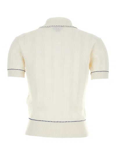 Alexander Mcqueen White Polo Shirt With Classic Collar And Logo Lettering Embroidery On The Front In Viscose Woman In Neutral