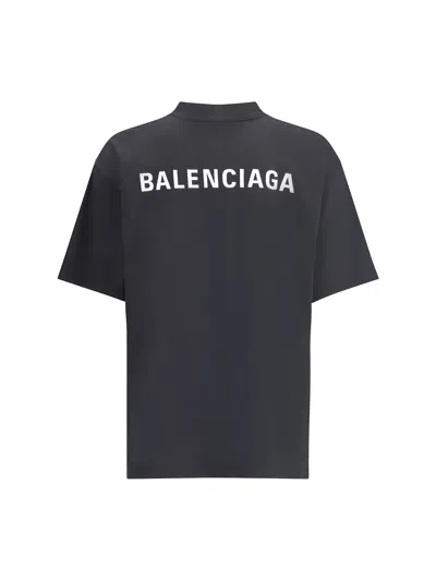 Balenciaga T-shirt With Logo Printed On The Front And Back In Black