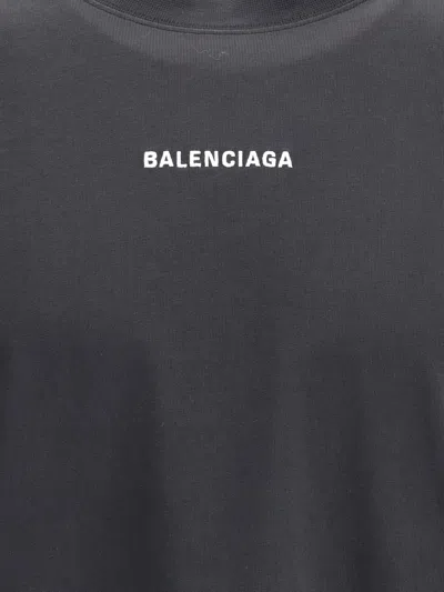Balenciaga T-shirt With Logo Printed On The Front And Back In Black