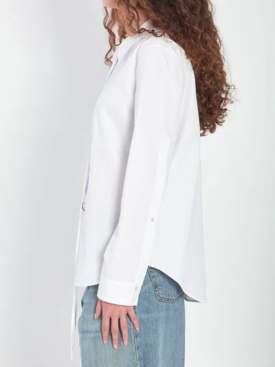 Gucci White Shirt With Pointed Collar With Tie Detail And Horsebit In Cotton Woman In White
