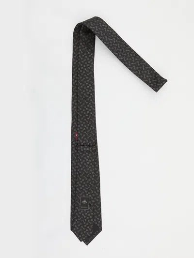Gucci Men Black Horsebit Silk Jacquard Tie In Black