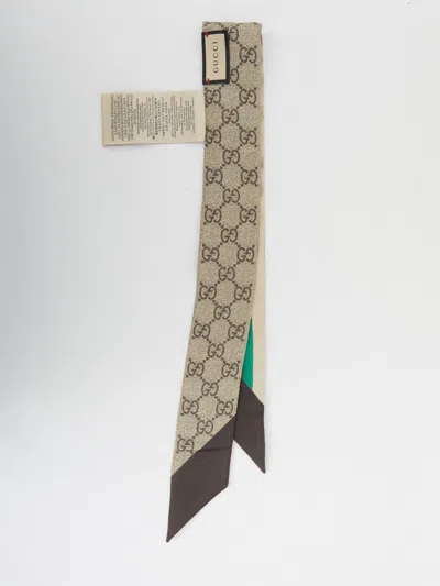 Gucci Silk Twilly Scarf Horsebit Print In Multi