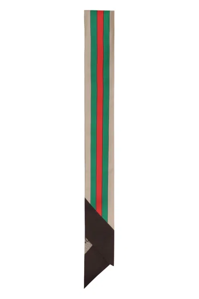 Gucci Silk Twilly Scarf Horsebit Print In Multi