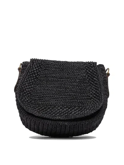 Ibeliev Black Raffia Crossbody Bag