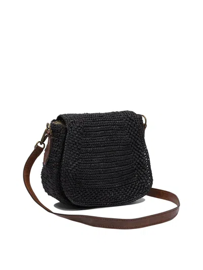 Ibeliev Black Raffia Crossbody Bag