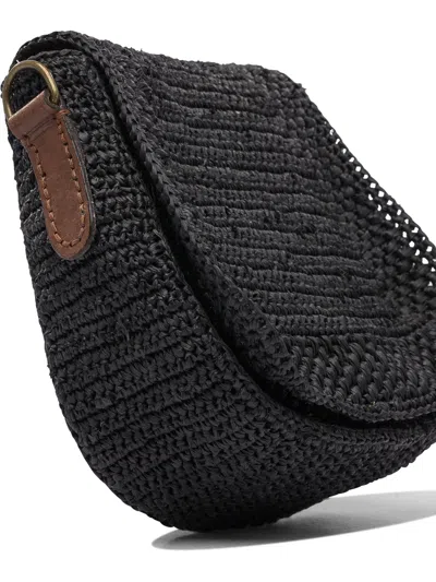 Ibeliev Black Raffia Crossbody Bag